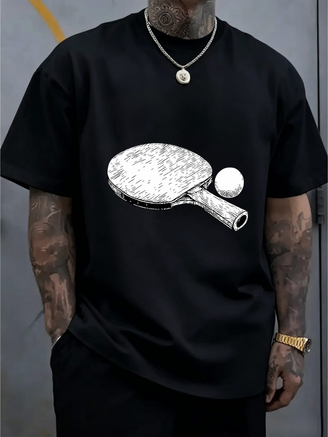 Table Tennis Outfit Male - T-shirt homme en coton à manches